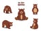 Set Cute Bears Cartoon Characters. Vector illustration With Cartoon Funny Animal Frame
