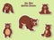 Set Cute Bears Cartoon Sticker. Vector Illustration With Cartoon Funny Animal Frame