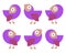 Set of cute birds hand drawn vector happy drawing decoration. Six of cute cartoon pigeons, for print, game, web