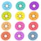 set of cute blooming flowers with smiley faces