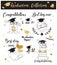 Set of cute bunnies/ graduation vector art, elements