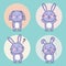 Set of cute bunny rabbit character