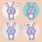 Set of cute bunny rabbit character