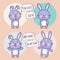 Set of cute bunny rabbit character with different emotions