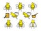 Set of cute cartoon bees and and honey jars on white background