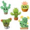 Set of cute cartoon cactus