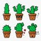 Set of cute cartoon cactus characters