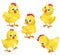 Set of cute cartoon chickens. vector