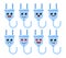 Set of cute cartoon colorful blue cable with different emotions. Funny emotions character collection for kids