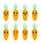 Set of cute cartoon colorful carrot with different emotions. Funny emotions character collection for kids
