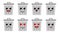 Set of cute cartoon colorful trash bin with different emotions. Funny emotions character collection for kids