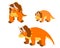 a set of cute cartoon dinosaurs triceratops, baby and adult dinosaurs. vector isolated on a white background.