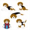 Set of cute cartoon dogs, beagle