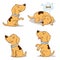 Set of cute cartoon dogs.  Begging, dreaming, smiling, sitting positions