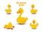 Set Cute Cartoon Ducks Characters. Vector illustration With Cartoon Funny Animal Frame