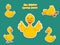 Set Cute Cartoon Ducks Sticker. Vector Illustration With Cartoon Funny Animal Frame