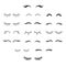 Set of cute cartoon eyelashes. Open and closed hand drawing eyes.