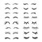 Set of cute cartoon eyelashes. Open and closed hand drawing eyes. Isolated on white.