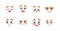 Set of Cute Cartoon Face Emoji. Sad, Tired, Happy, Smile and Bored. Ashamed, Delight and Angry Facial Expression