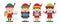 Set of cute cartoon female christmas elf flat design