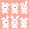 Set of cute cartoon fluffy bunnies emotions