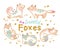 Set of cute cartoon foxes, cats. Ideal for patch, pins, brooch and stickers. Vector illustration
