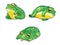 Set of cute cartoon frogs. Handdrawn. Vector