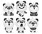 Set of cute cartoon panda characters with various emotions