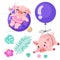 Set of cute cartoon pigs