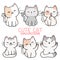 Set of cute cartoon playful kitten cat in different poses action element