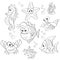 Set of cute cartoon sea animals