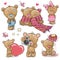 Set of Cute Cartoon Teddy Bear