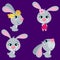 Set of cute cartoons Easter rabbits.