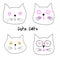 Set cute cats cartoon vector illustration.