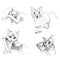 Set of cute cats drawn by a liner