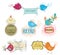 Set of cute childish birds and stylish frames with slogans