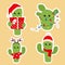 Set of cute christmas cactus icons