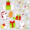 Set of cute Christmas party icons in kawaii style