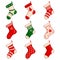 Set of cute Christmas socks isolated on white background. Vector illustration.