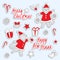 Set of cute christmas stickers with dancing cats