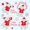 Set of cute christmas stickers with dancing cats