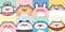 Set of cute chubby animals face on pastel background.Wild