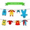 Set of cute clothess for the little baby on the clothesline.