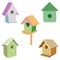 Set of cute colorful birdhouses