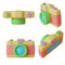 Set of cute colorful digital cameras in cartoon style isolated on a white background with clipping path 3d render