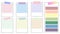 set of cute colorful planner paper template notepad, memo, sticky note, reminder, journal with masking tape. cute, simple, and
