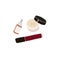Set of cute cosmetics. Serum bottle, lipstick and face powder. Set of Abstract feminine vector illustrations. Summer