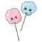 Set of cute cotton candy with a smile. Vector illustration for children.