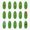 Set of cute cucumber with emoticons