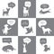 Set of Cute Dogs Silhouette With Speech Bubbles.